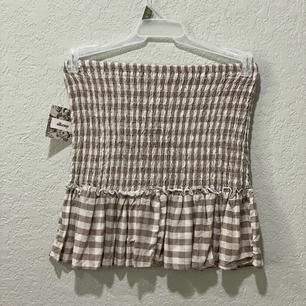 NWT Smocked Plaid Ruffle Women’s Mini Skirt - Picture 5 of 5